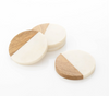 White Marble and Timber RoundCoasters